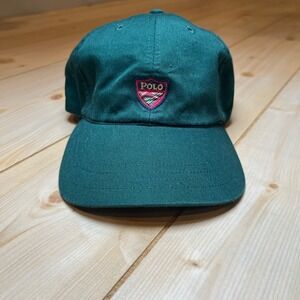 Vtg 90s Polo Golf Ralph Lauren Shield crest Hat Green Strapback Cap preppy NWT